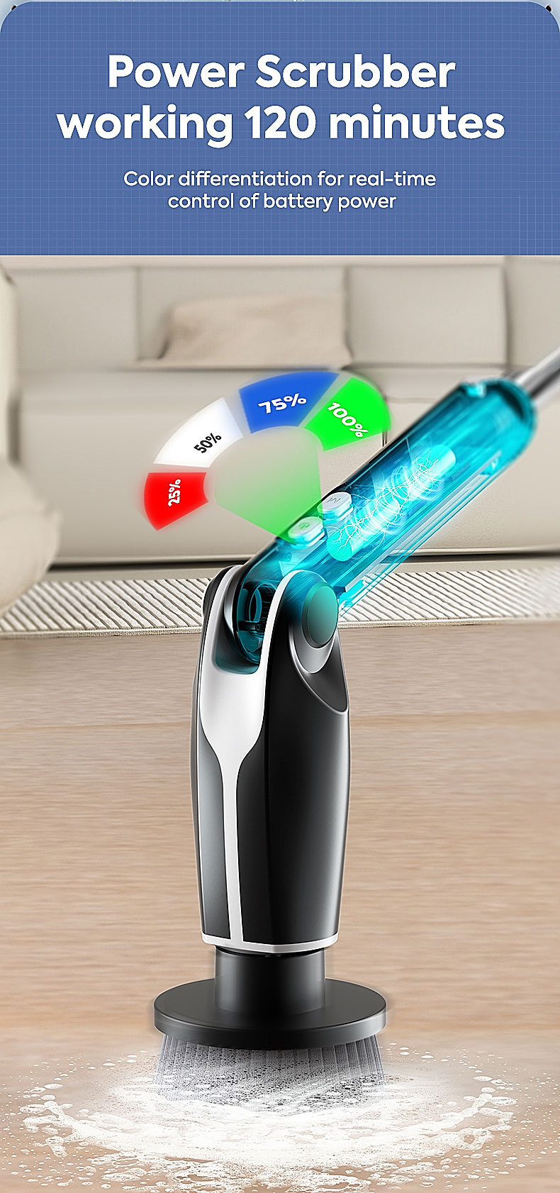 Multifunctional Car Cleaning Tool Set, Eight-In-One Portable Cleaning Brush Head, Long-Handled Electric Brush for Car Use
