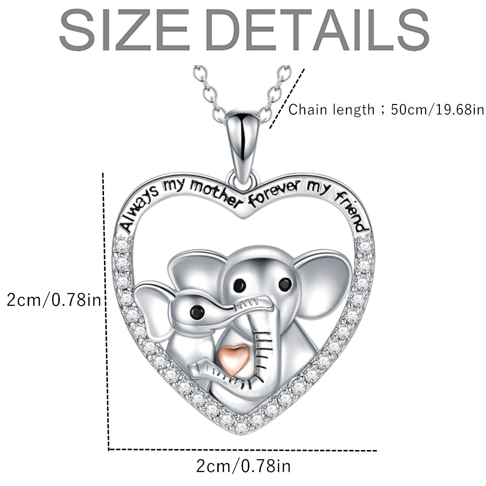 Hot Selling Nieuwe Ouder-kind Olifant Moeder en Baby Hartvormige Hanger Ketting, Dames Sieraden Accessoires_voghion.com