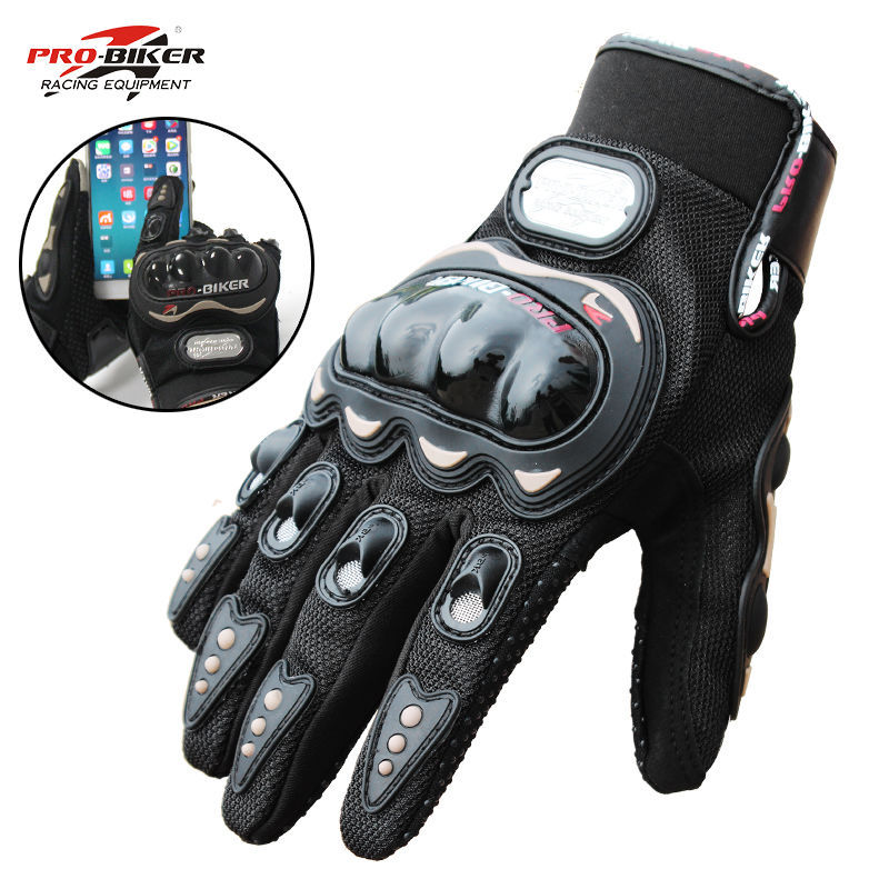 Guantes de moto todoterreno primavera y verano dedo completo antideslizante resistente a la caída pantalla táctil transpirable Knight Racing medio dedo guantes