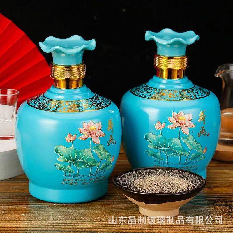 批发供应大坛白酒瓶 荷花浓香型白酒空酒瓶珍藏老酒分装玻璃酒瓶
