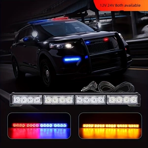 Factory Direct Sale Strobe Light Bar with Suction Cup, Long Bar Light with 4 Lights/Frequency, Flashing Stick Light, Red and Blue Car Roof Modification