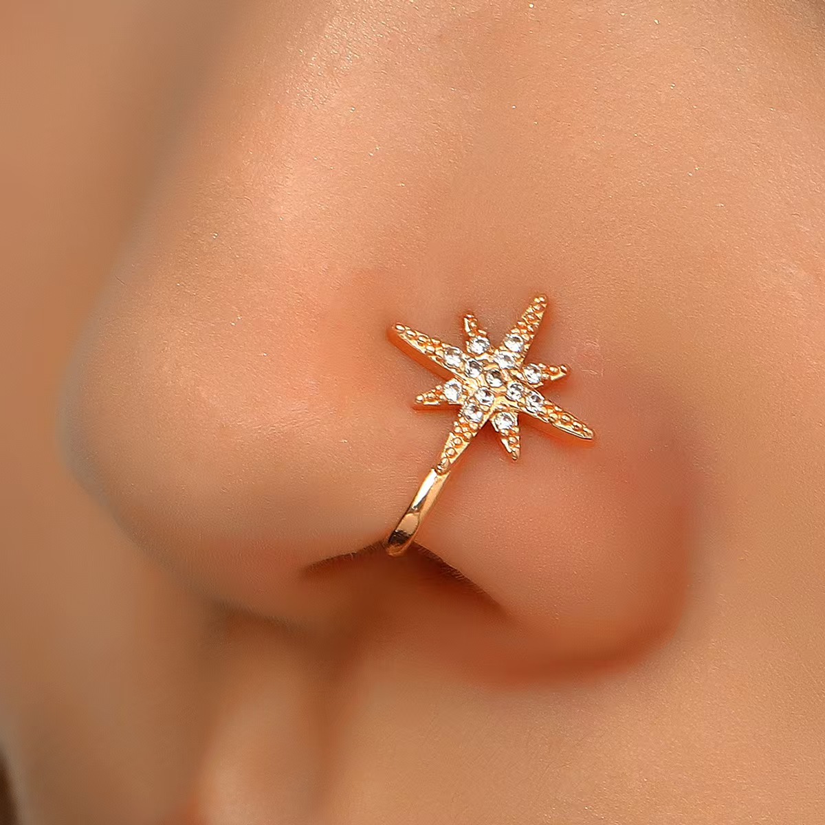 Amazon Hot Sale Nose Clip Non-Piercing Clip-on Nose Ring CZ Gold Plated Copper Nose Jewelry detail image 9