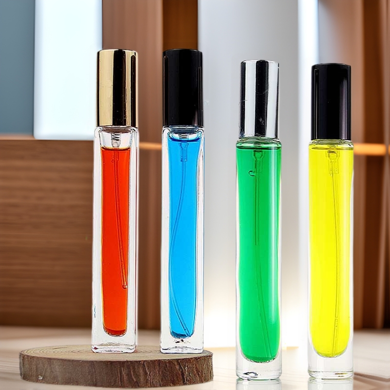 晶璃现货10毫升细长圆形香水喷瓶 10ml透明方形喷雾瓶 小样分装瓶