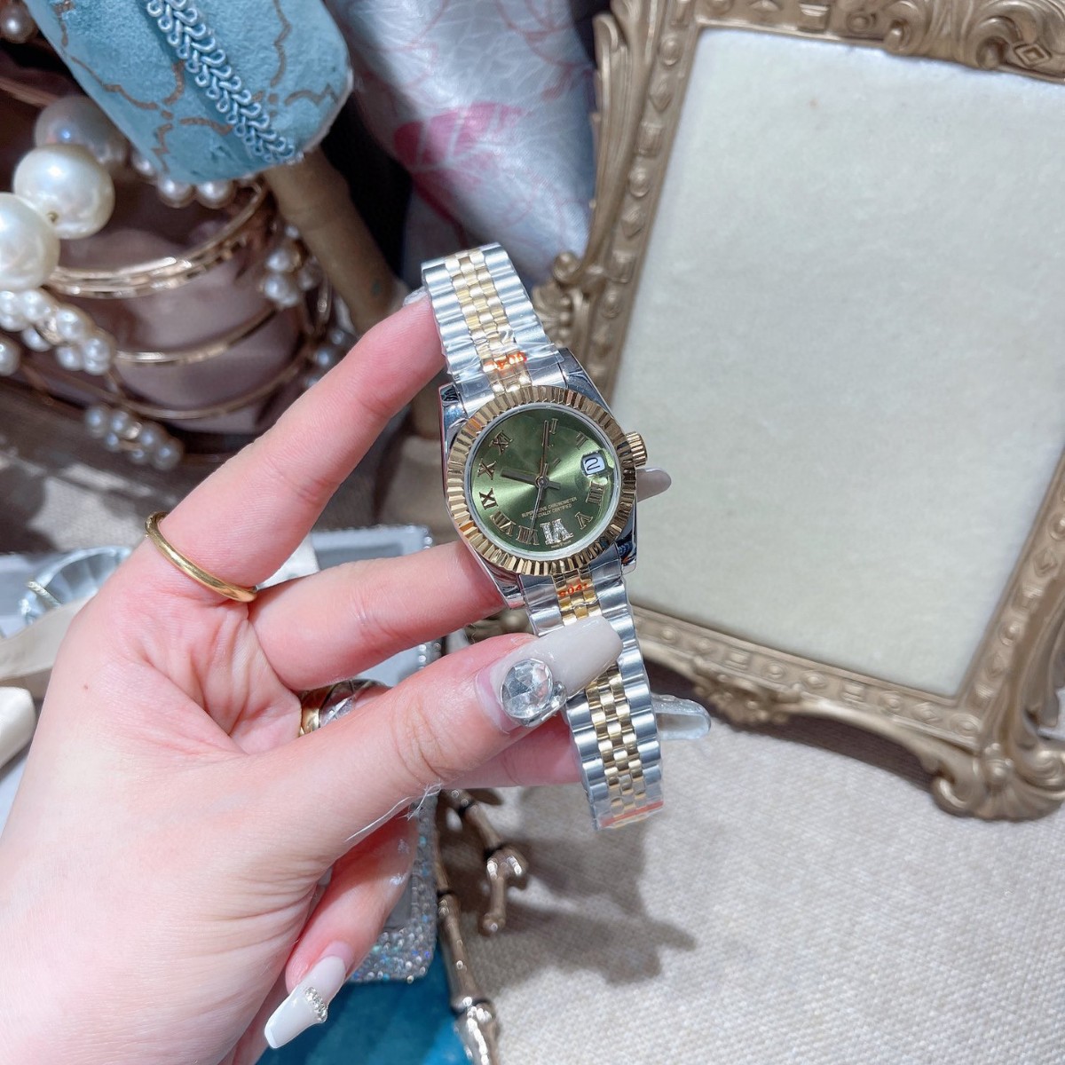 Micro-Business Delivery Laojia Diary Series Diamond-Encrusted Disc Steel Belt Fully Automatic Mechanical Women's Watch Cross-Border Foreign Trade Batch