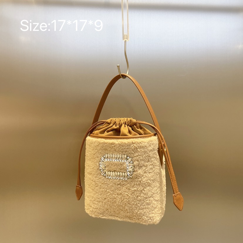 

bag female 2022 autumn and winter new south korea net red rhinestone wool drawn bucket bag handheld one shoulder crossbody bag fashion