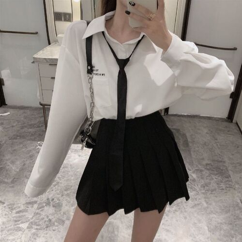 JK uniform shirt skirt dress set women spring two-piece set short skirt long-sleeve t-shirt women autumn
