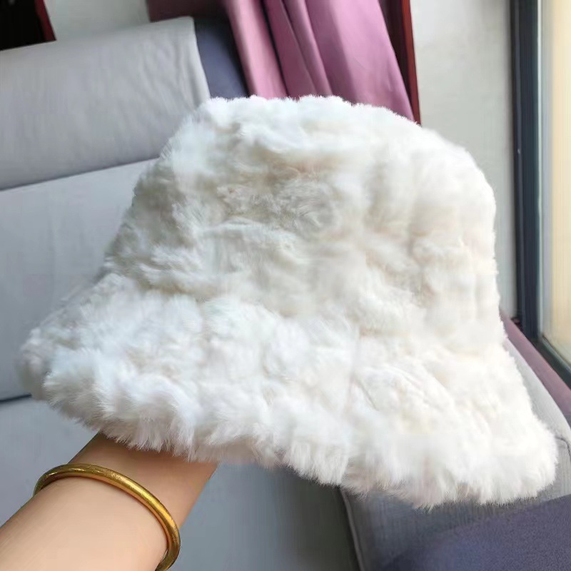 Pluche bucket hat voor dames herfst en winter warme oorbescherming_voghion.com