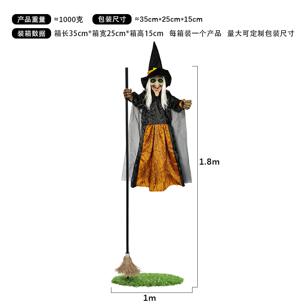 Bruja Colgante Animada de Terror de Tela No Tejida, con Control por Voz y Luz, para Halloween y Casas Embrujadas