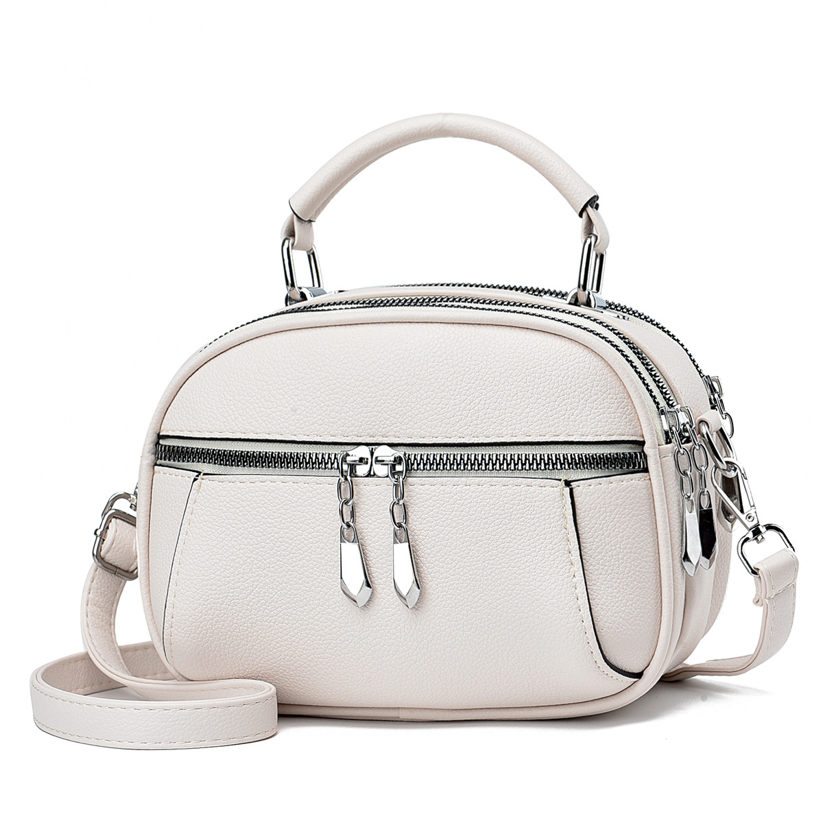 Bolso Redondo Pequeño de Mano de PU para Uso Diario