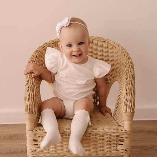 Newborn Baby Girls' Summer Thin Cotton Sleeveless Sweet Lace Trim Ruffled Hollow Triangle Crawling Romper