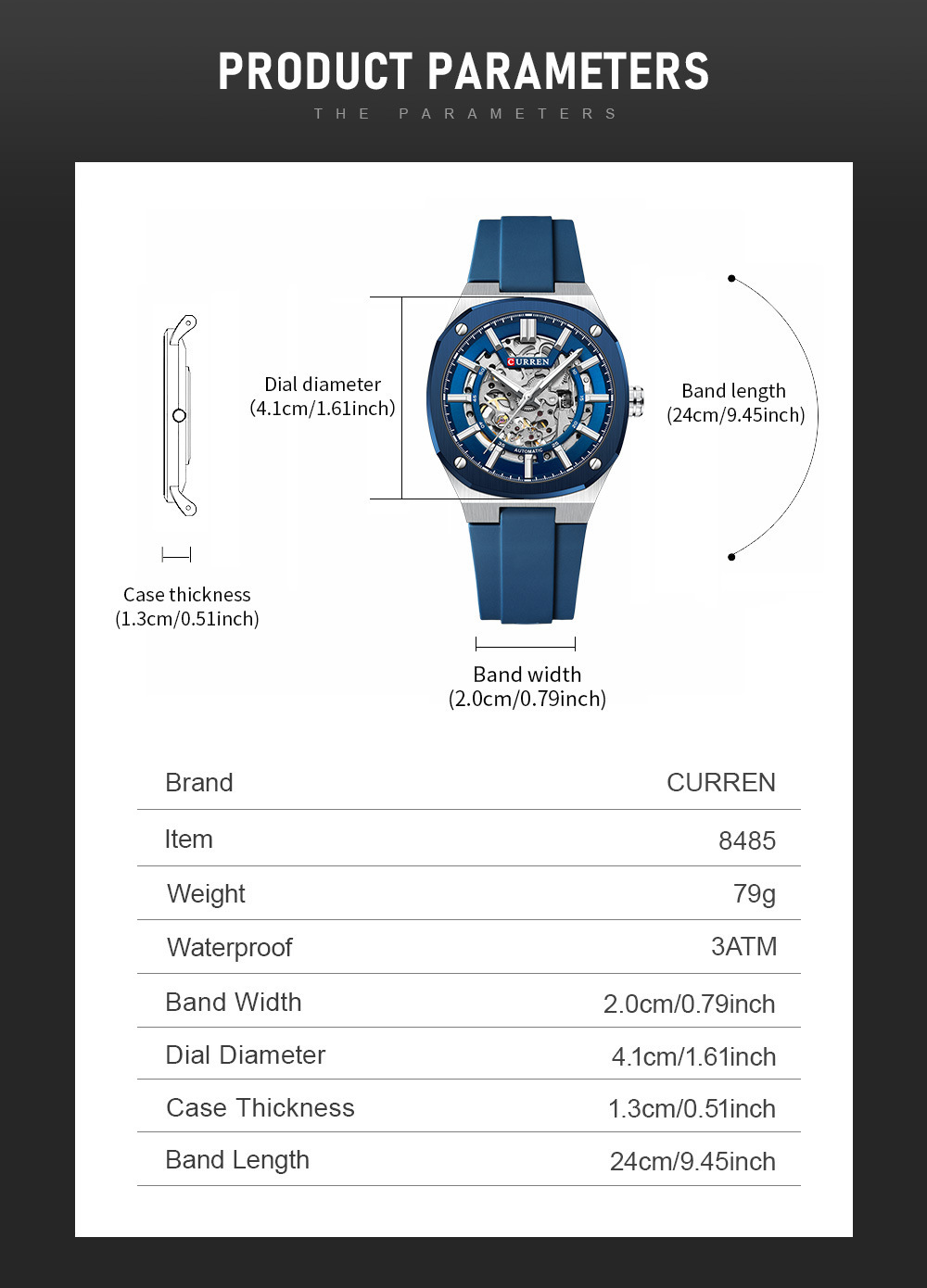 Curren Men's Automatic Skeleton Mechanical Watch Waterproof_voghion.com