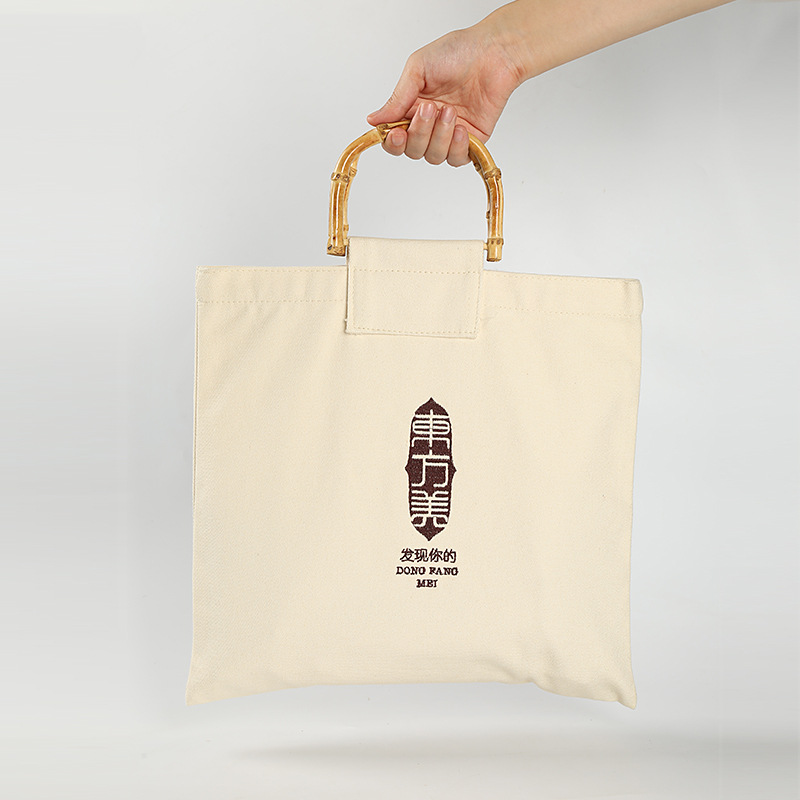 手提式帆布袋帆布无纺布购物袋印刷刺绣藤蔓手提袋厂家直订收纳