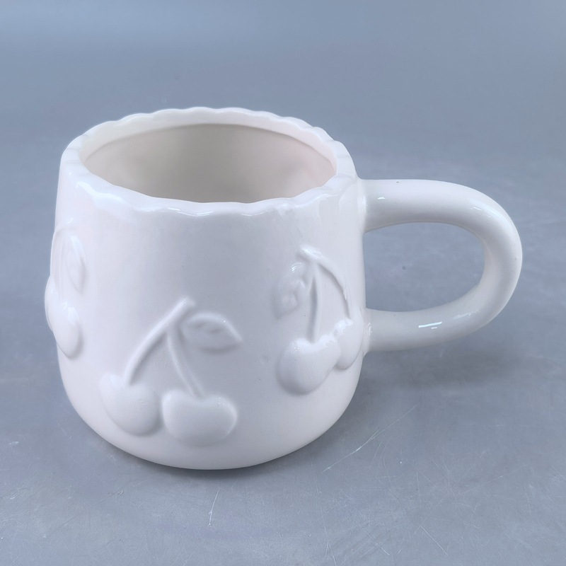 Taza en blanco con mango Taza de menú DIY esmaltada taza hexagonal de color alto barro blanco taza de barro blanco taza de barro recto