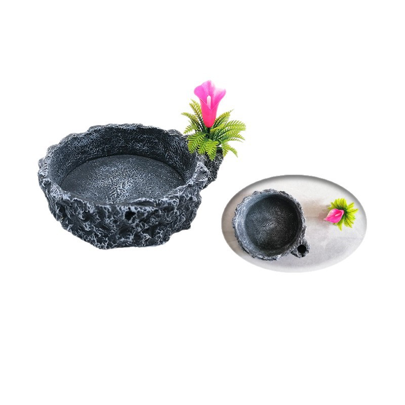 Suministros para reptiles, tazón de alimentación para tortugas pequeñas, recipiente de agua de resina para jardín, tazón de alimentación para arañas, serpientes, lagartos y tortugas. image 6