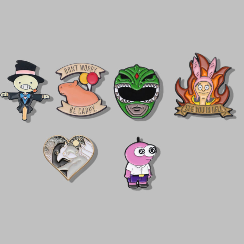 Cartoon Character Fun Shape Animal Series Set Badge Alloy Paint Clothing Brooch Accessories