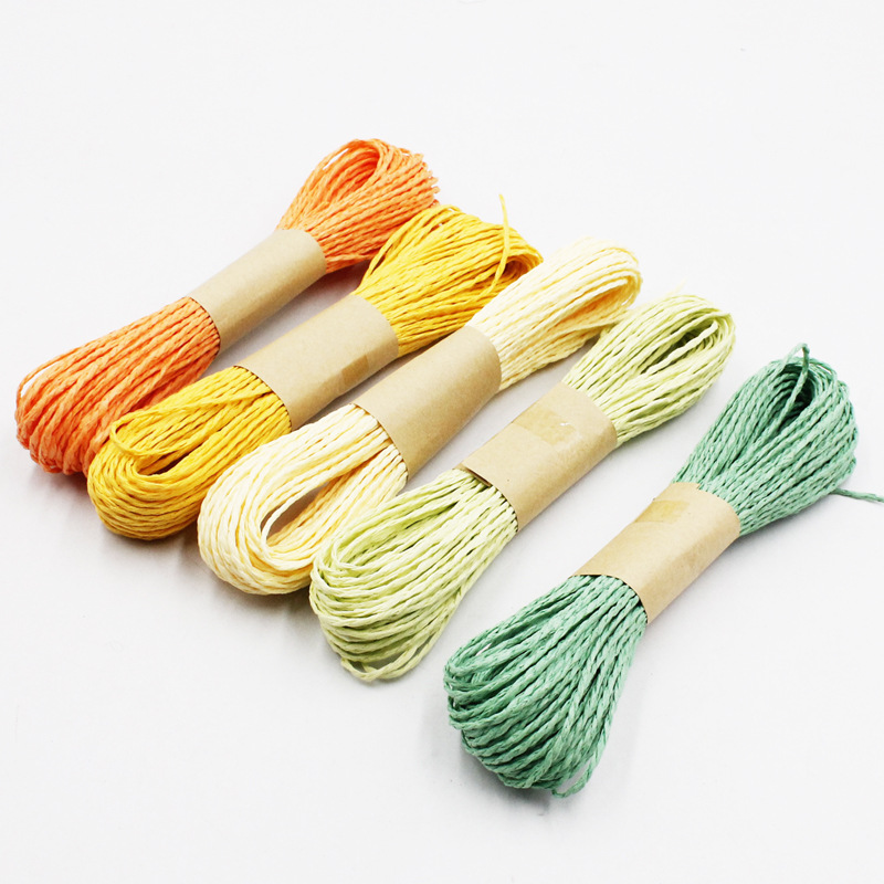 单色双股纸绳 幼儿园贴画DIY彩色手工绳 礼盒包装拉菲草绳