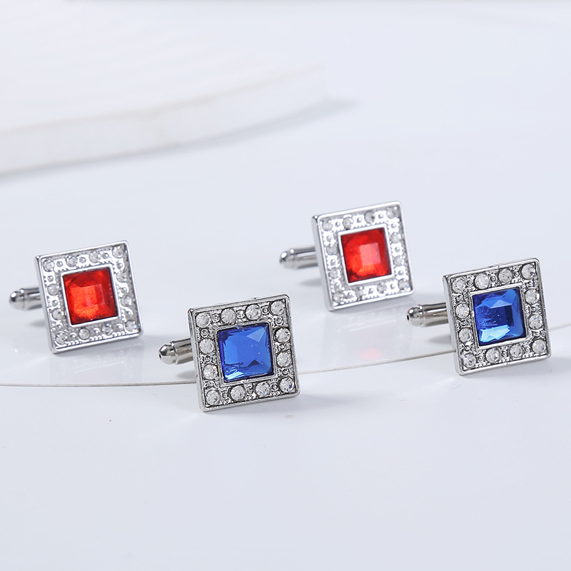Diamond Square Shirt Cufflinks For Men's Suits And Formal Wear_voghion.com