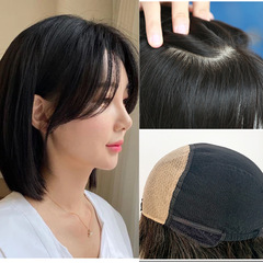 完全に手作りのかぎ針編みミディアムロングヘア鎖骨本物の髪のかつら女性の本物の髪の女性の本物のかつらセット在庫あり