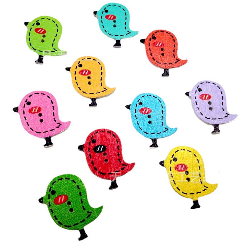 25mm Amazon colorido pollo botones de madera hermosa decoración niños hechos a mano 50 unids por paquete