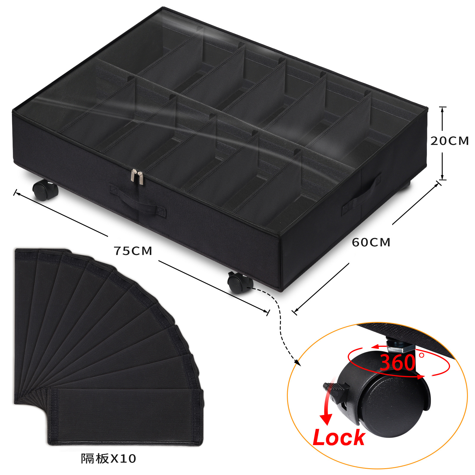 Amazon Oxford tela cama inferior almacenamiento coche de gran capacidad polea ropa almacenamiento rack hogar multiusos almacenamiento rack