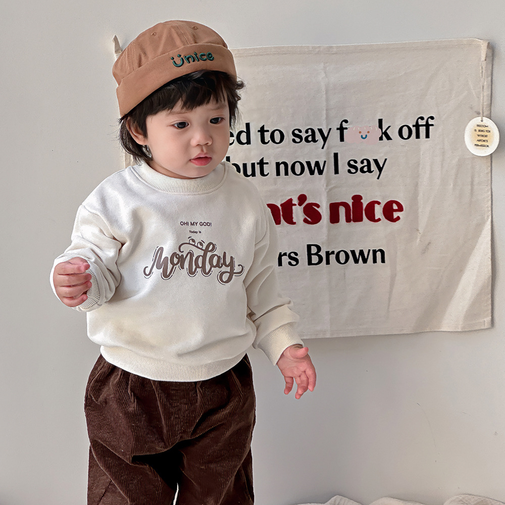 2024 otoño nuevos productos ropa para niños suéter con letras impresas para niños, suéter suelto para niños, chaqueta fresca de moda