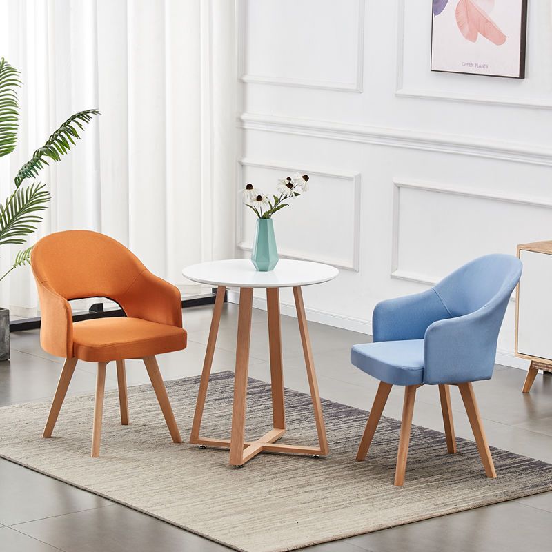 Rotatable Fabric Dining Chair with Nordic Style Solid Wood Legs, Casual Home-Use Chair with Backrest, Trendy Light Luxury Balcony Meeting Table and Chair Set Rotatable Fabric Dining Chair with Nordic Style Solid Wood Legs, Casual Home-Use Chair with Backrest, Trendy Light Luxury Balcony Meeting Table and Chair Set
