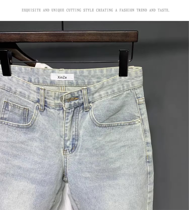 Men's Clothing Men's Retro Stretchy Denim Shorts Trendy Summer Style Five Point Pants For Formal & Casual For Mental_mkmklike.com