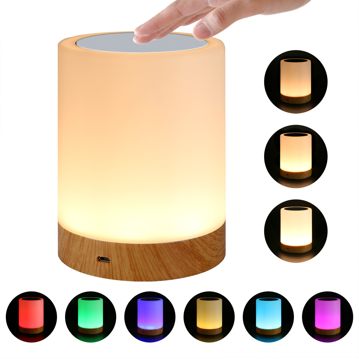 Control remoto creativo, luz nocturna táctil de grano de madera, luz de escritorio, luz de noche de dormitorio, luz ambiental de 13 colores, estilo caliente de Amazon