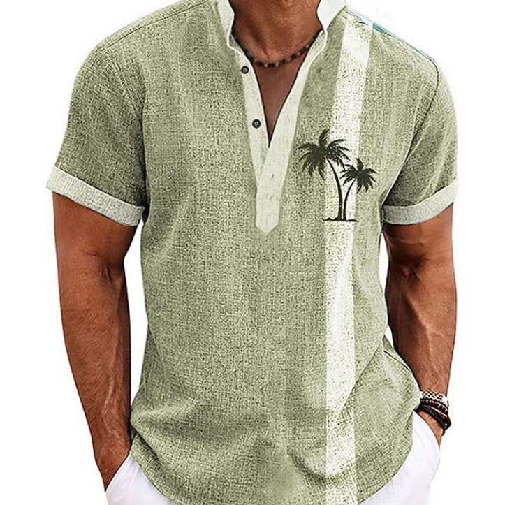 Cross-border European and American AliExpress Men's Simple Short-sleeved Shirt Turtle Pattern 3D Printed Cardigan Single-breasted