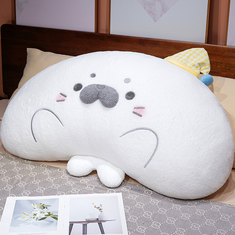 Cojín de Cabecera y Lumbar con Forma de Foca de Peluche Desmontable para Dormitorio y Sofá