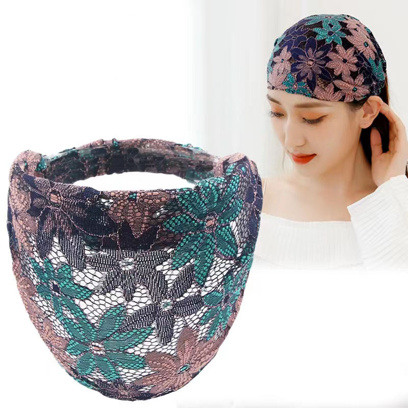 15g Weight Women's Retro Simple Style Color Block Cloth Lace Sequins Hair Band