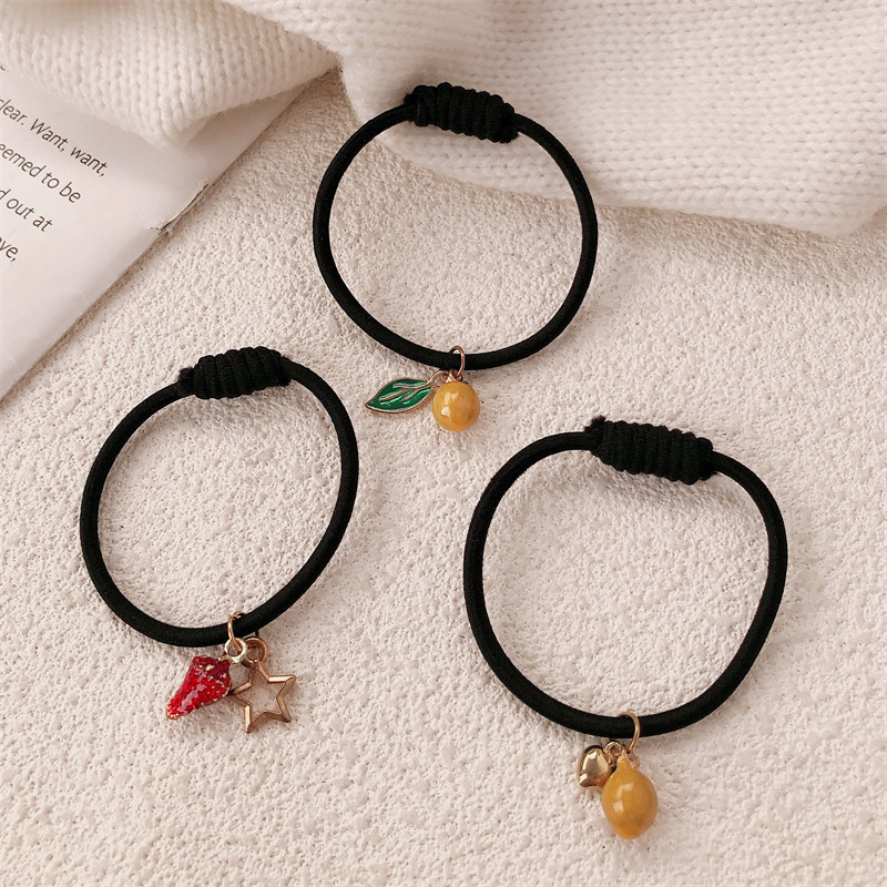 Mujeres coreanas de fresa calabaza cuerda de cabello encantadora tocado rojo simple correa de correa de correa