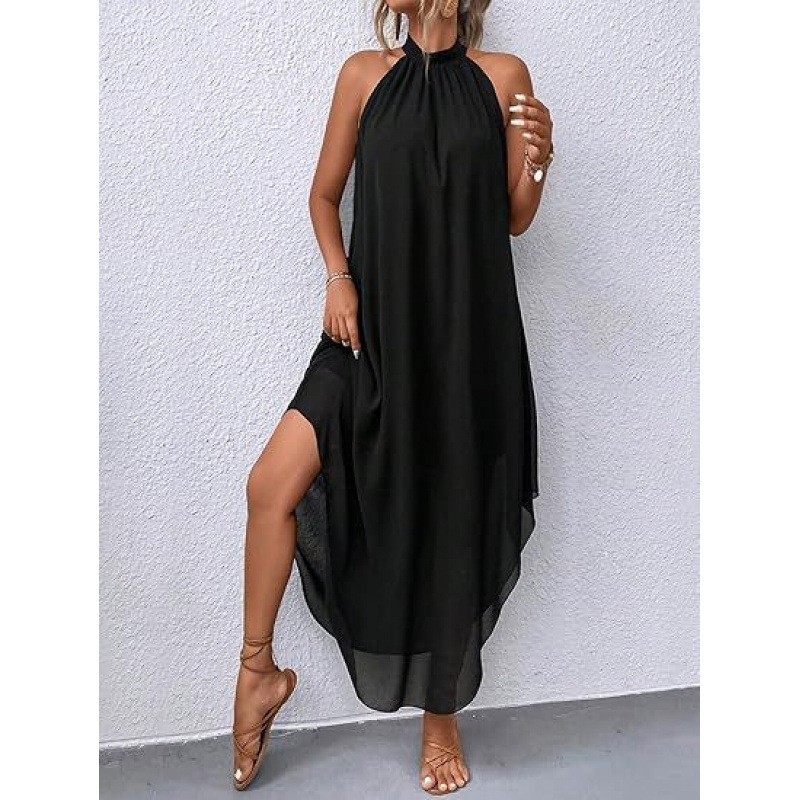 Amazon Cross-Border Wedding Guest Dress Off-Shoulder Elegant Solid Color Sleeveless Asymmetric Bohemian Long Dress for Women Amazon Cross-Border Wedding Guest Dress Off-Shoulder Elegant Solid Color Sleeveless Asymmetric Bohemian Long Dress for Women