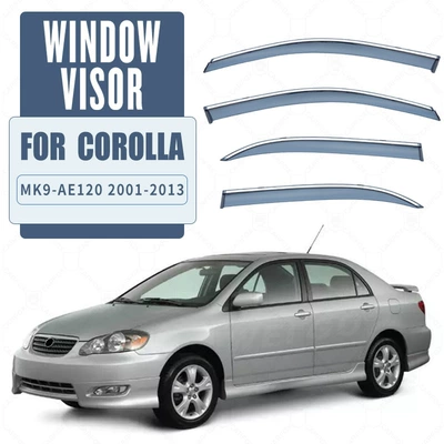 Rain shield – Blocks COROLLA Window visor - standard-packing-without-logo-corolla-corolla-mk9-ae120-2001-2013-pc-silver-bright-strip-car-window-rain-shield