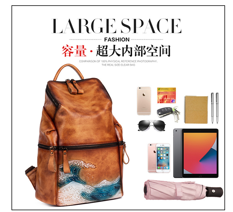 Ba lô nữ phong cách Hàn Quốc dung tích lớn màu retro phai — Màu nâu cổ điển, Màu đen cổ điển, Cà phê cổ điển chi tiết 7