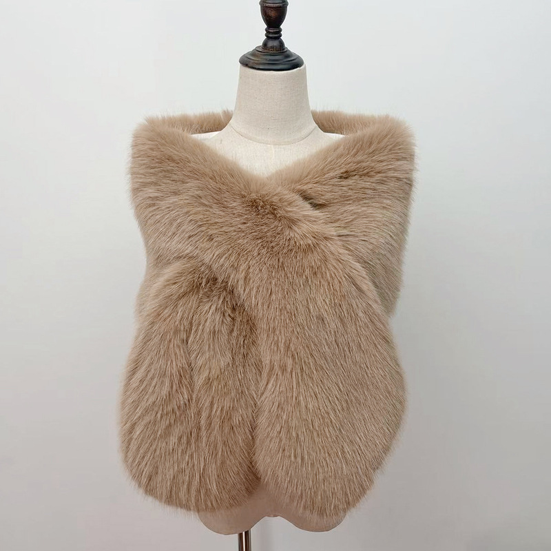 All-match fox fur cheongsam shawl autumn and winter imitation fur cape stage dinner wedding dress scarf women's online celebrity