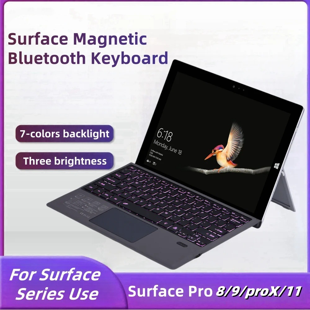 Microsoft Surfacepro11 Magnetic Wireless Bluetooth Keyboard 5679 with Touchpad Go23 Backlight All-In-One