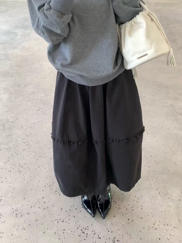 高智淡人松弛感韩系花边设计感小众半身裙女气质慵懒秋长裙子ZHP8|undefined