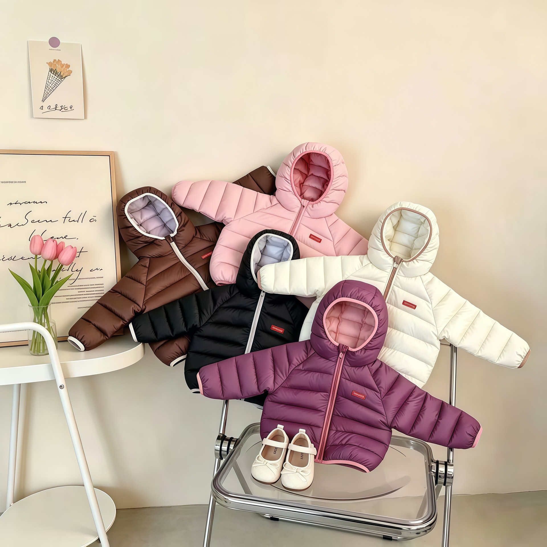 children's autumn demi-season solid cute down jacket for men and…