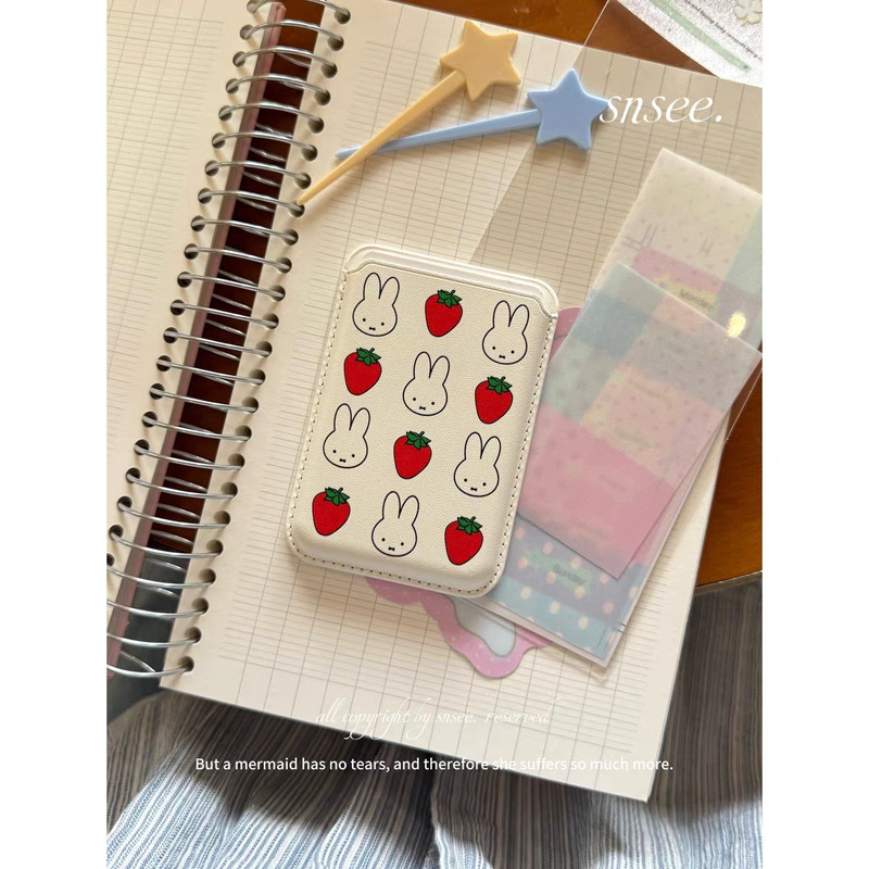 Strawberry Miffy Is Suitable for Apple Card Holder Magnetic Card Holder iPhone Back Sticker Plug-In Access Card Card Holder Cross-Border Strawberry Miffy Is Suitable for Apple Card Holder Magnetic Card Holder iPhone Back Sticker Plug-In Access Card Card Holder Cross-Border