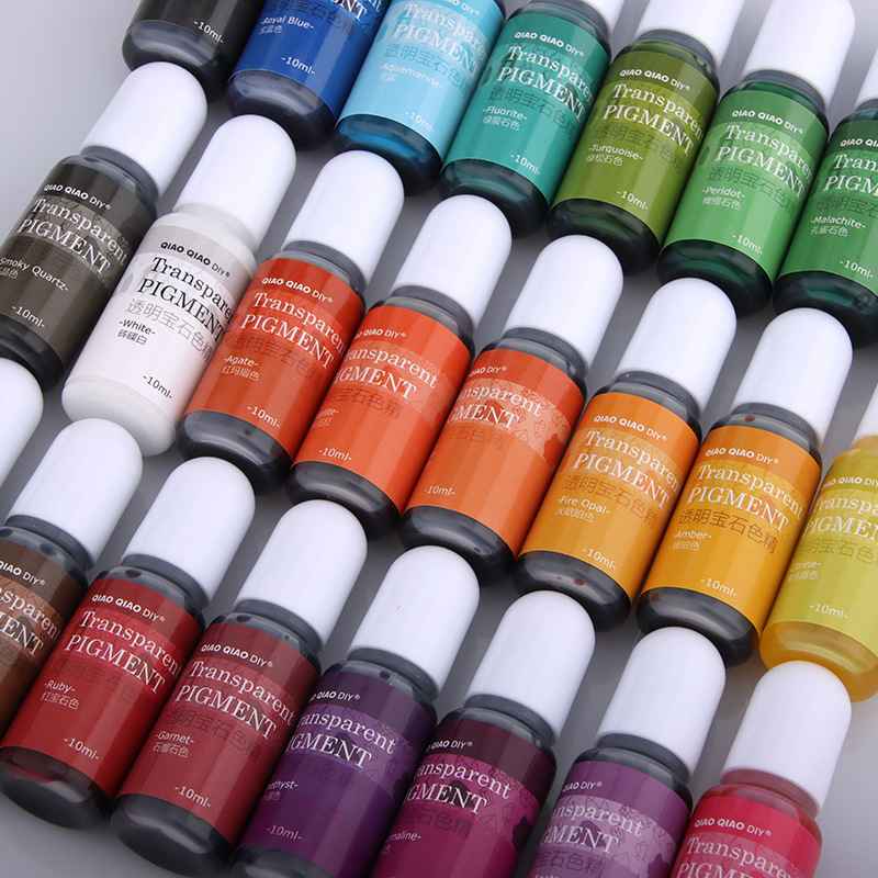 Qiaoqiao 24 colores transparente gema color esencia oleosa UV epoxi cristal epoxi color mezcla pasta fábrica descuento directo