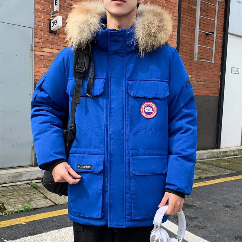 2023 новое пальто, трансграничная оснастка, парный пуховик, Мужская модная короткая новая зимняя снежная проклятие, утолщенные искусственные волосы