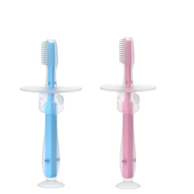 Inglés Tarjeta de entrenamiento del bebé de silicona tridimensional de mama cepillo de dientes de pie de succión cepillo de dientes de silicona recubrimiento de lengua cepillo suave image 5