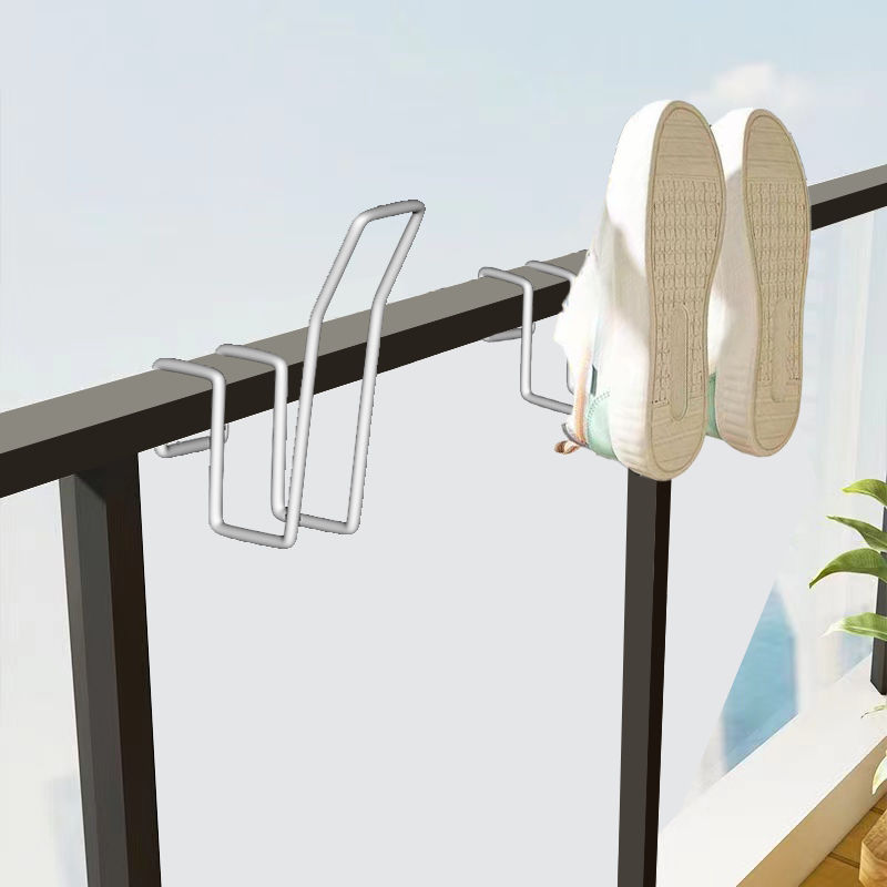 Balcony shoe rack anti-theft window railing drying rack window window window sill outdoor drying sandals shoe rack artifact