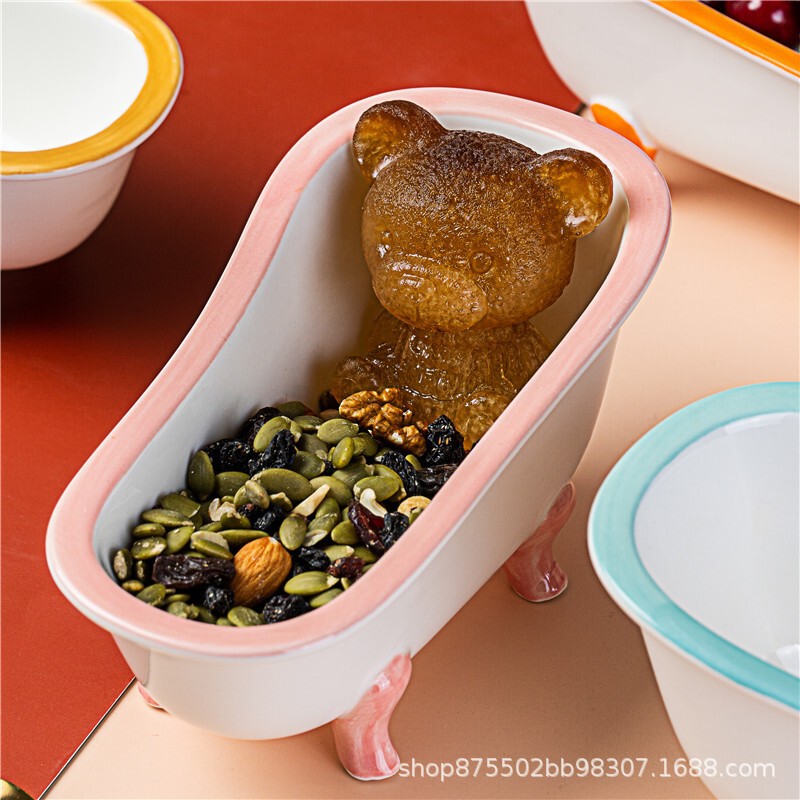 Bathtub bowl creative ceramic bowl Internet celebrity small bathtub shape dessert bowl special sugar water strange and cute tableware