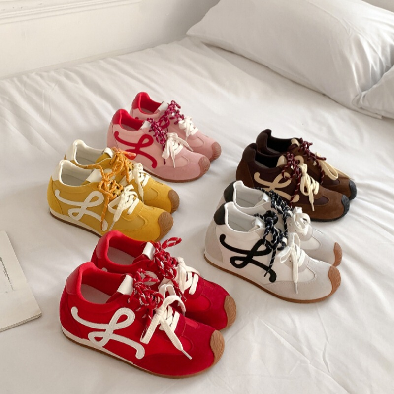 7cm Height Increase~Genuine Leather Retro German Training Shoes for Women 2026 New Model with Unique Shoelaces Casual Sneakers Sports Shoes