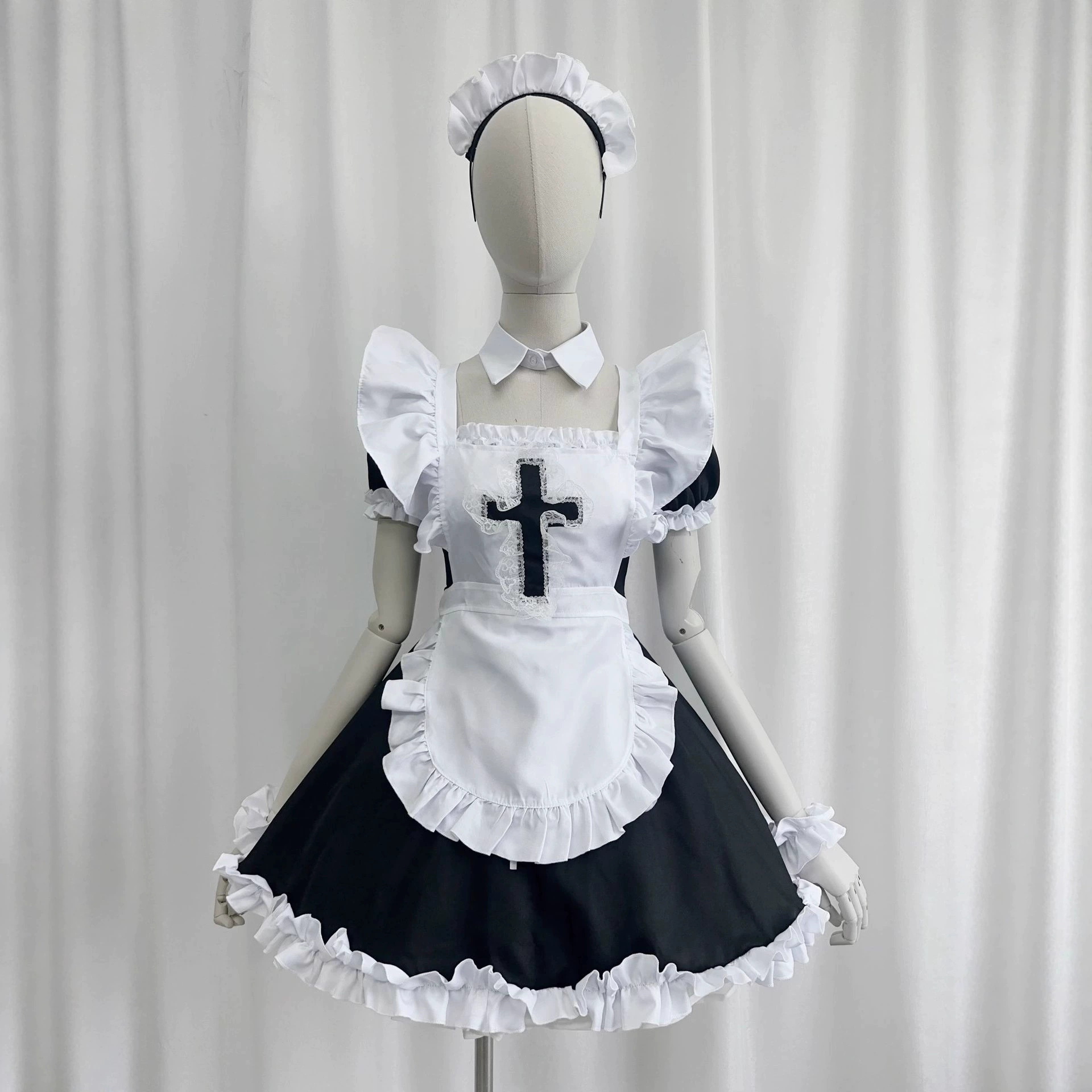 Черно-белое платье горничной в стиле ретро, ​​костюм горничной, комбинезон, костюм для косплея на Хэллоуин