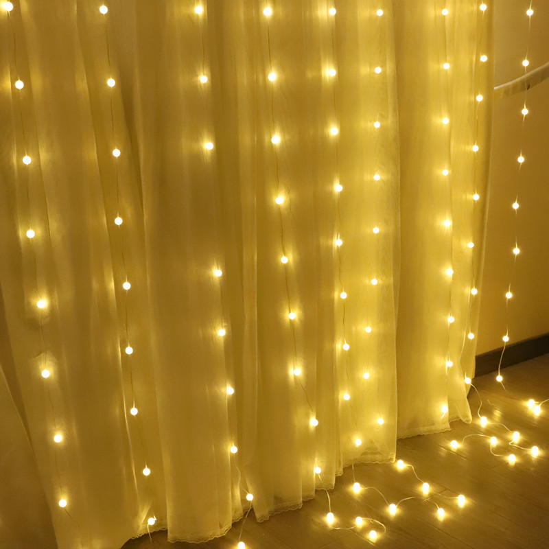 Cadena de cortina de alambre de cobre de control remoto usb de baja tensión luz de cortina de alambre de cuero led cortina de luz dormitorio fondo 3*3 cortina de luz cadena