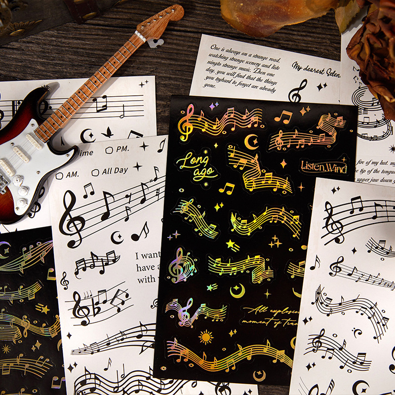 Pick-up sticker package listening Overture series retro Journal decoration material 12 pieces into 4 types Pick-up sticker package listening Overture series retro Journal decoration material 12 pieces into 4 types