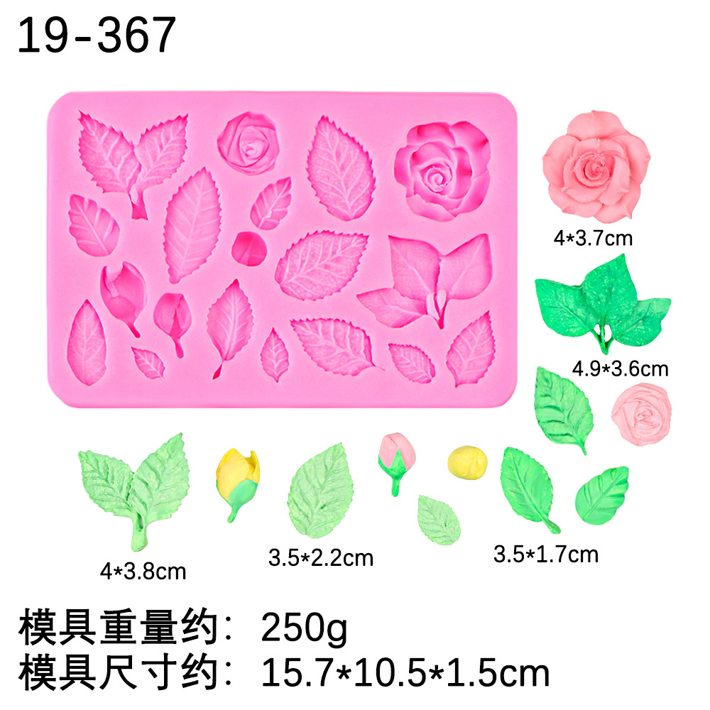 Creativo girasol hoja fondant pastel estilo postre fondant chocolate rosa hoja yeso decoración de pegamento